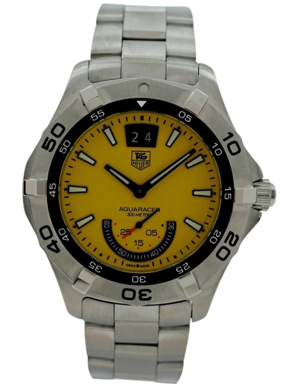Tag Heuer 41mm Men's Aquaracer Yellow Dial 300M Quartz Dive Watch! Ref: WAF1012!
